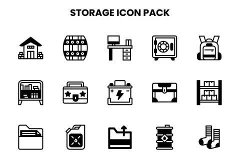 Storage DuoTone UI Icons Pack Stock Illustration