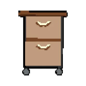 Storage file cabinet pixel art vector illustration Stock Illustration