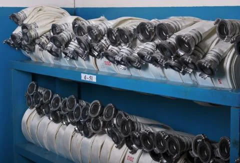 Storage of fire hoses Stock Photos
