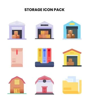 Storage Flat Bundle Icons Pack 스톡 일러스트