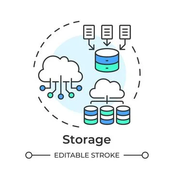 Storage flat linear concept icon Stock Illustration