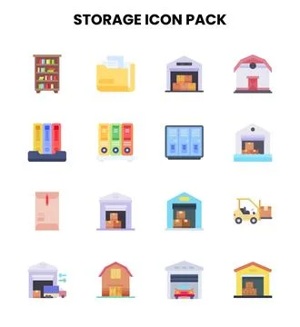 Storage Flat Set Icons Pack Ilustración de archivo