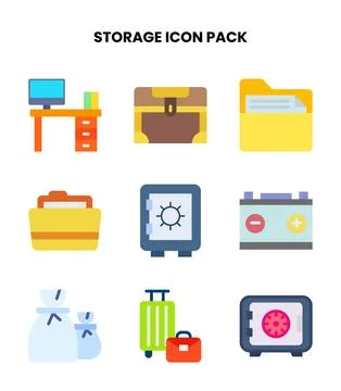 Storage Flat UI Icons Pack Stock Illustration