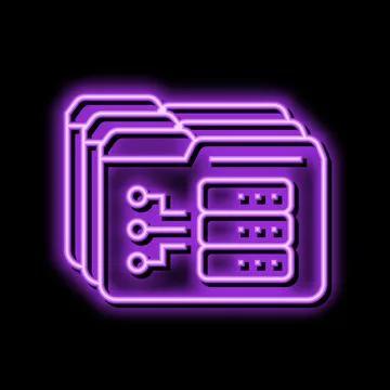 Storage folder neon glow icon illustration Stock Illustration