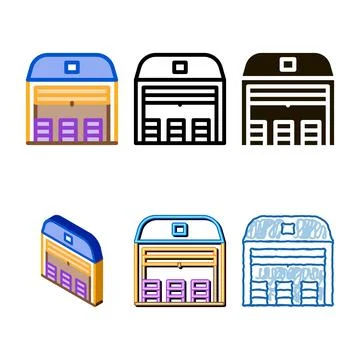 Storage garage icon concepts vector outline Illustrazione stock