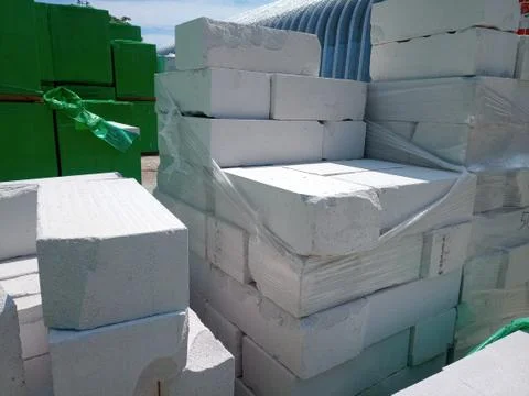 Storage of gas block at the construction base for storage. Stock Photos
