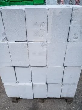 Storage of gas block at the construction base for storage. Stock Photos