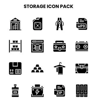 Storage Glyph Vector Icons Pack Illustrazione stock