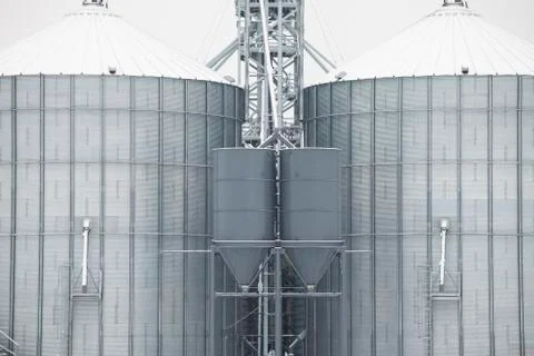 Storage grain silos in winter Stock Photos