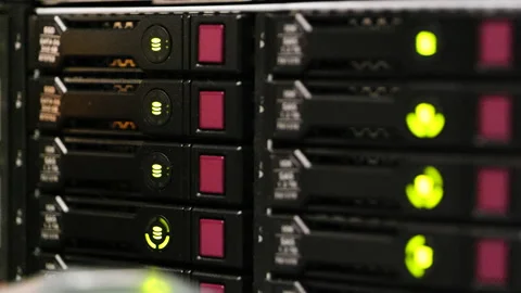 Storage Harddrive Servers in Data Center - Cloud Computing - Internet Traffic 스톡 동영상 169962346
