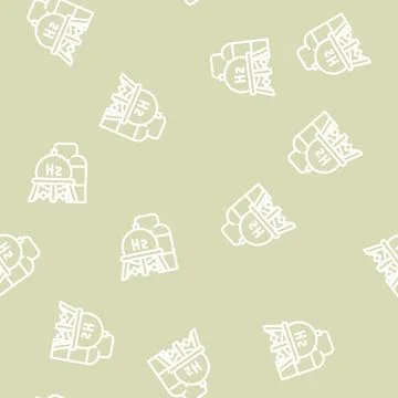 Storage hydrogen tank line vector seamless pattern 库存插图
