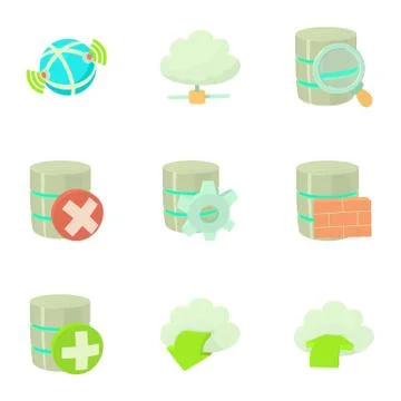 Storage interface icons set, cartoon style Illustrazione stock