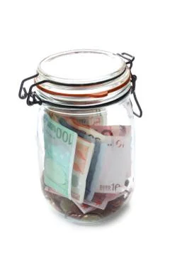 Storage Jar With Savings Stock Photos