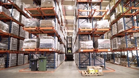Storage In A Large Hall Using A Forklift - Timelapse 動画素材 123018823