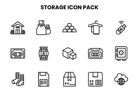 Storage Line Graphics Icons Pack 库存插图