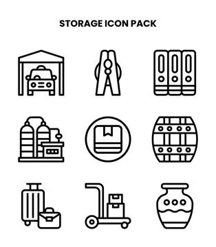 Storage Line Graphics Icons Pack 库存插图