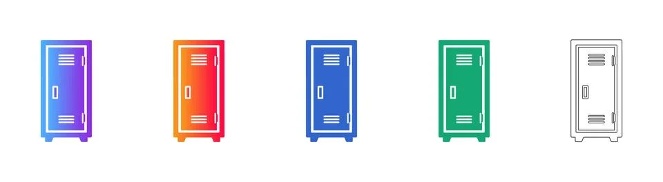 Storage Locker Icon Set for Facility Management Stock Illustration