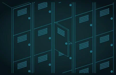 Storage lockers close up illustration Stock Illustration