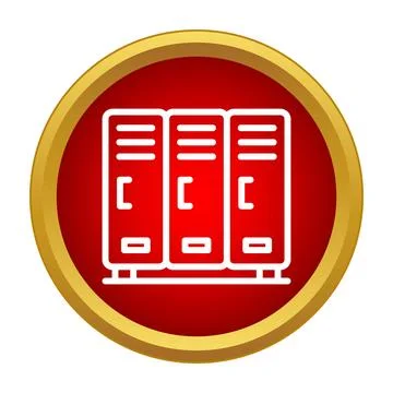 Storage lockers line in red gold icon Stock Illustration