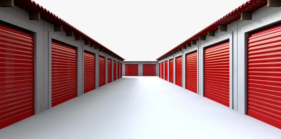 Storage lockers perspective Stock Illustration