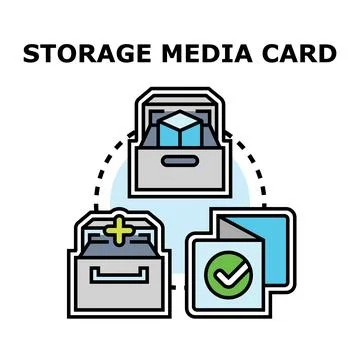 Storage media card illustrating data processing workflow Stock Illustration