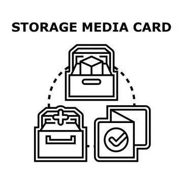 Storage media card illustrating data processing workflow Stock Illustration