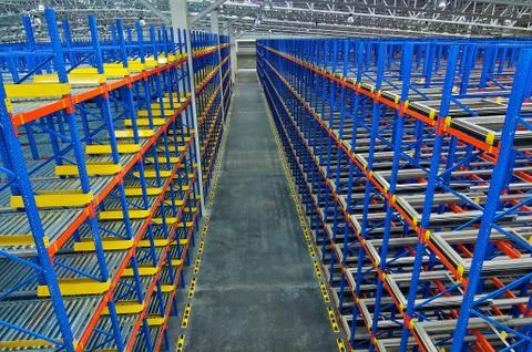 Storage pallet racking system for storage distribution centre Stock Photos