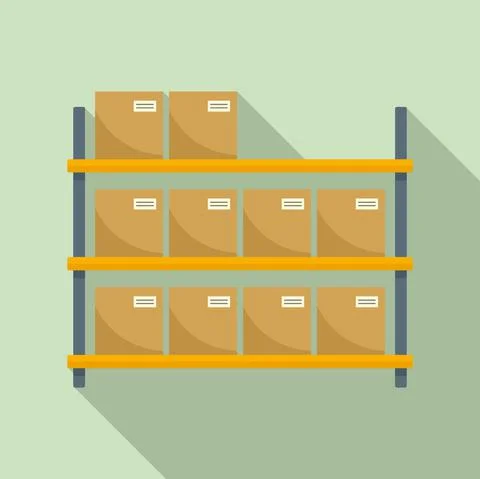 Storage parcel rack icon, flat style Stock Illustration