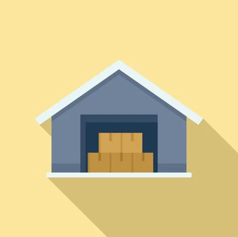 Storage parcel warehouse icon, flat style Stock Illustration