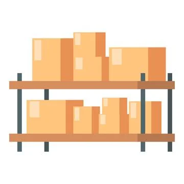 Storage rack parcel icon cartoon vector. Postal service Stock Illustration
