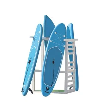Storage rack system with stand up paddleboards 스톡 사진