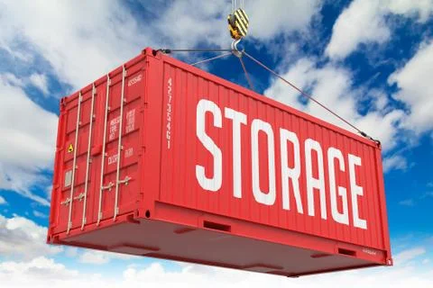 Storage - Red Hanging Cargo Container. Stock Illustration