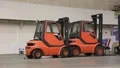 Storage room and forklift loaders HD Footage
