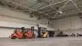 Storage room and forklift loaders HD Footage
