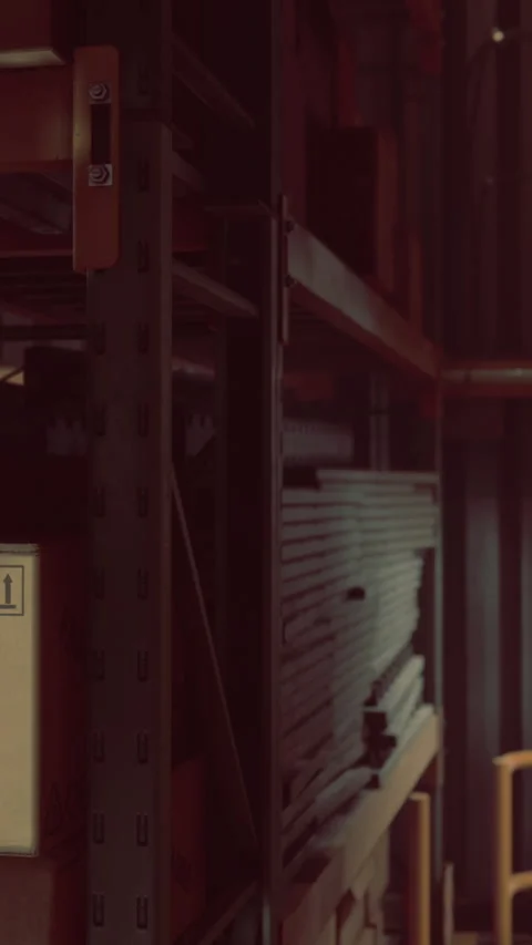 Storage room filled with boxes and supplies in a dimly lit environment Stock Footage 321317091