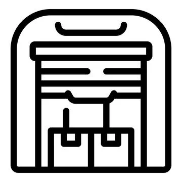 Storage room icon with boxes and closed roller shutter door Stock Illustration