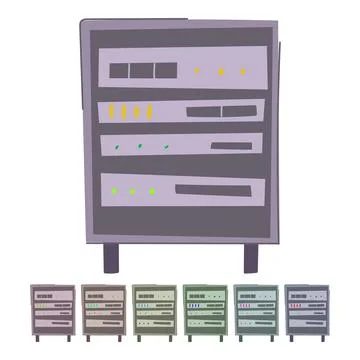 Storage server rack vector cartoon graphic Stock Illustration