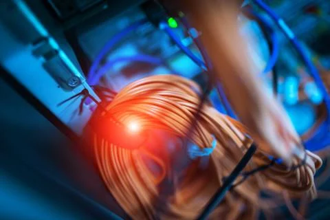 Storage servers in data room Domestic Room Stock Photos
