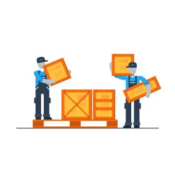 Storage services, moving boxes, shipping delivery Stock Illustration