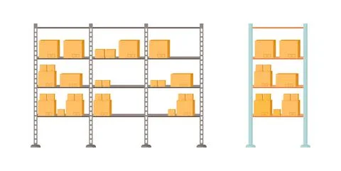 Storage shelves flat color vector object set イラスト素材