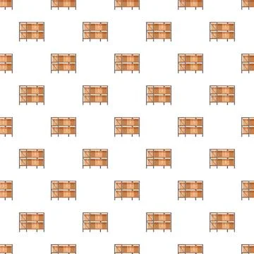 Storage shelves holding cardboard boxes seamless pattern Stock Illustration