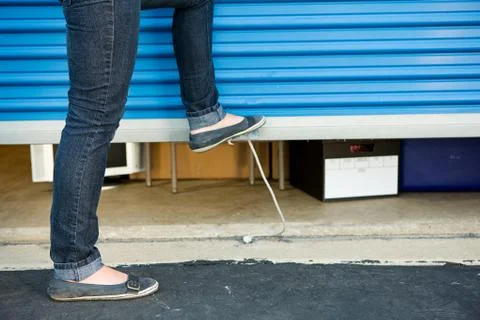 Storage: shutting the unit door Stock Photos