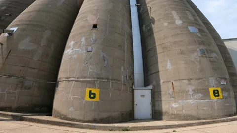 Storage Silos 4K Wide Angle Video stock 194382585