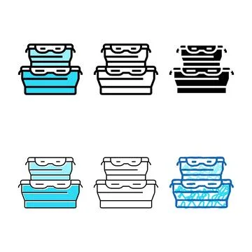 Storage simplified bowls kitchen cookware color icon vector Stock Illustration