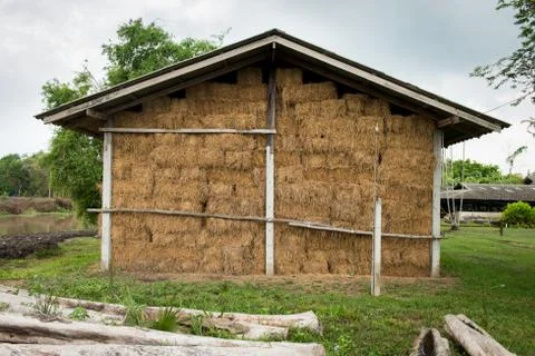 Storage of straw bales Stock Photos