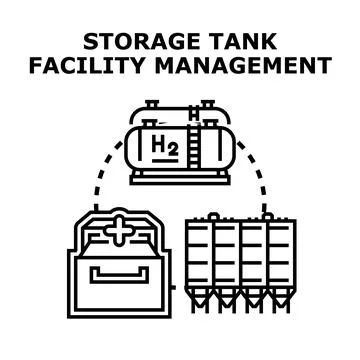 Storage tank facility management concept illustrating industrial processes Stock Illustration