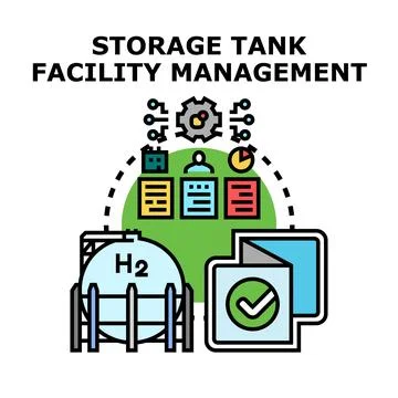 Storage tank facility management concept with hydrogen container Stock Illustration