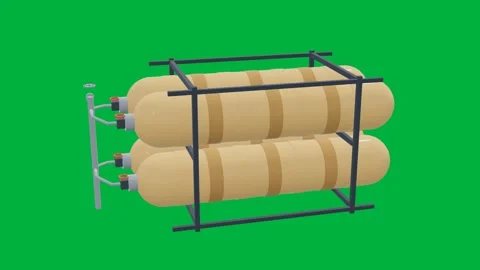 Storage tank hydrogen 3d loop green screen Stock Footage 342914403