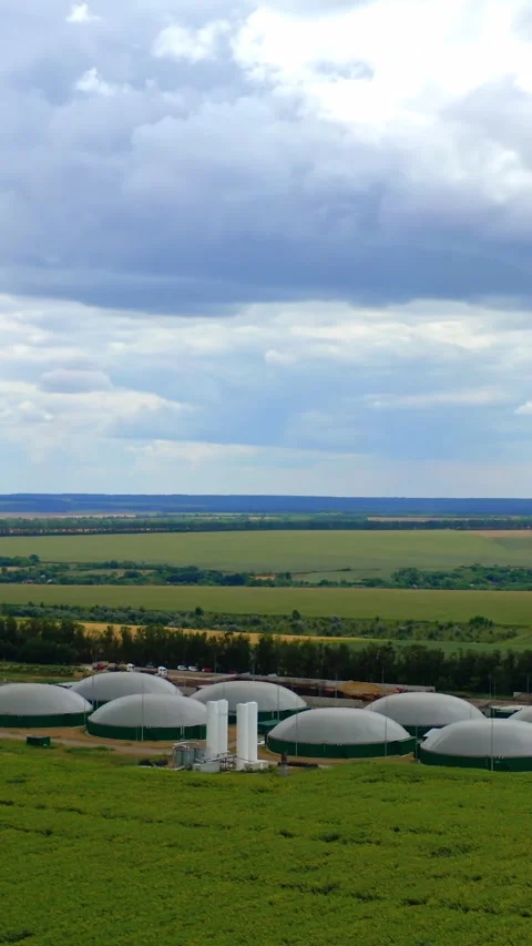 Storage tanks for biomass. Modern biogas... | Stock Video | Pond5