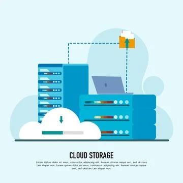 Storage technology and cloud server service concept Stockillustratie